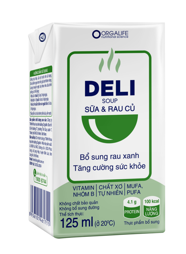 DELISOUP SỮA & RAU CỦ 125ml - Bữa Phụ Bổ Sung Rau Xanh - Lốc 6 hộp